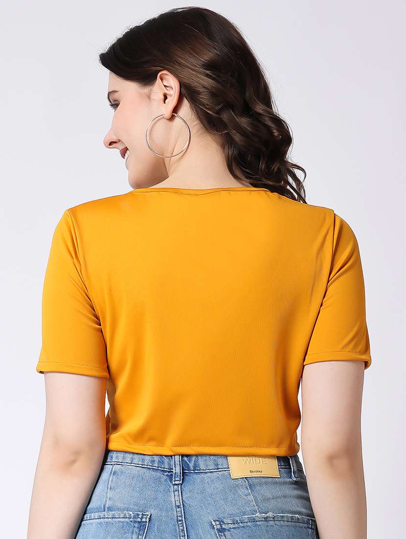 yellow crepe crop top - 21286789 -  Standard Image - 2