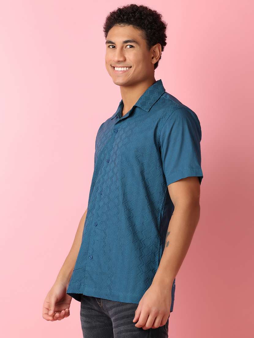 men short sleeves self design casual shirt - 21286928 -  Standard Image - 2