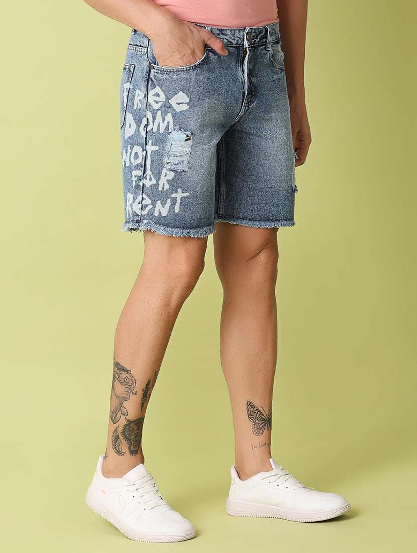 men blue typography short - 21286936 -  Standard Image - 2
