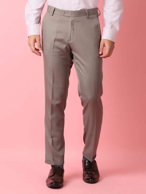 men mid rise solid flat front formal trouser - 21286986 - Standard Image - 0