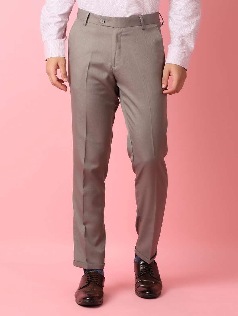 men mid rise solid flat front formal trouser - 21286986 - Zoom Image - 0