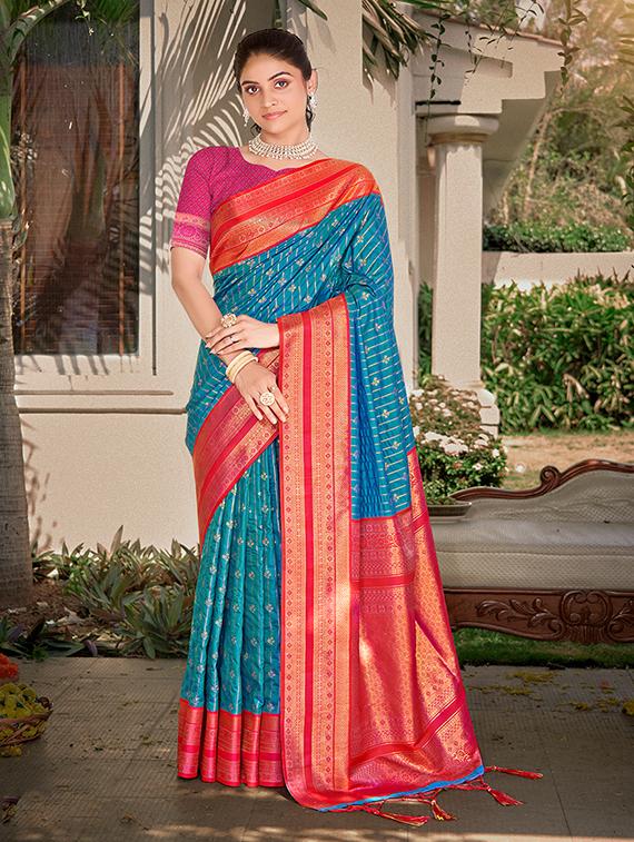 women zari work tussar silk saree with blouse - 21287155 -  Zoom Image - 0