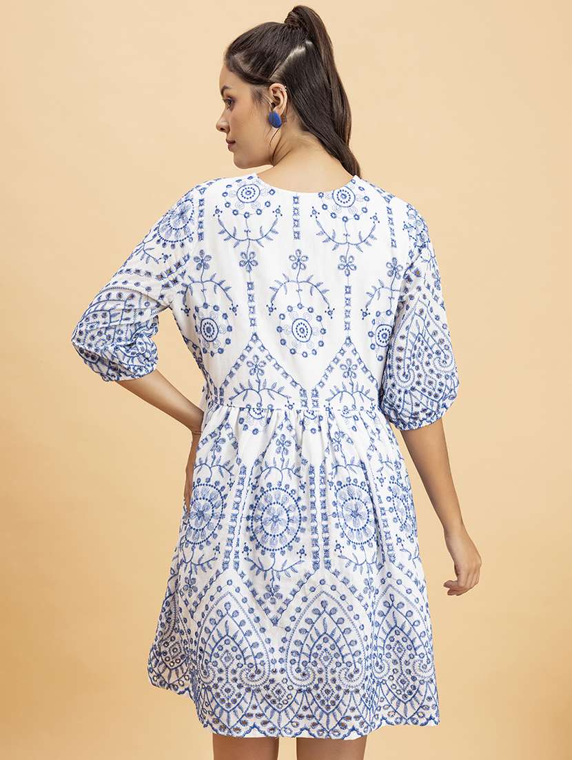 women embroidered fit & flare dress - 21287262 - Standard Image - 2