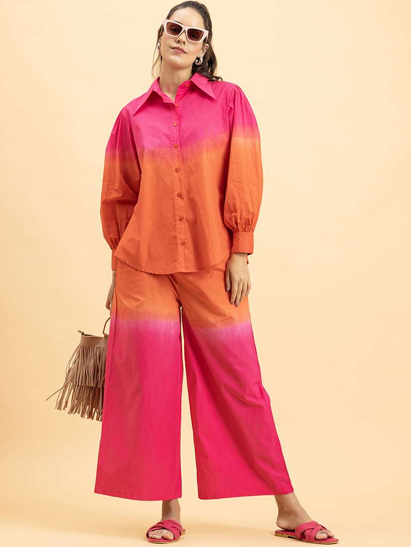 women tie & dye shirt and trouser co-ord set