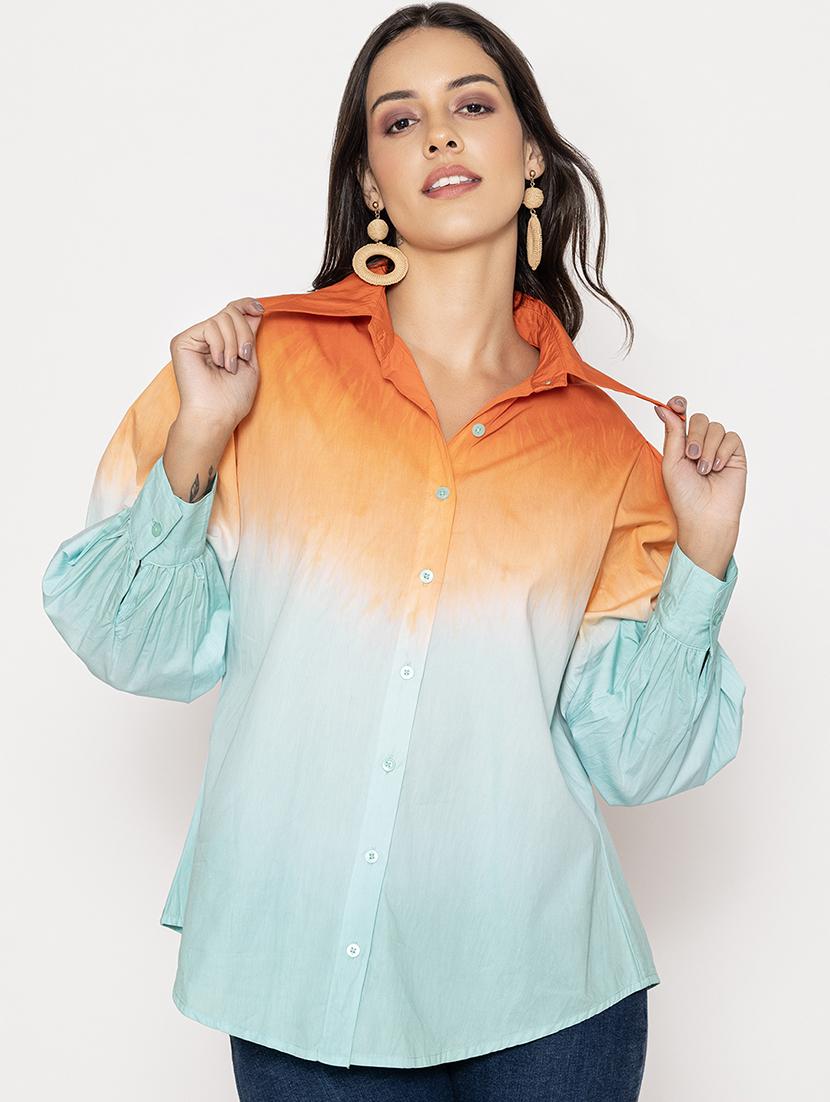 orange cotton regular shirt - 21287274 -  Zoom Image - 0