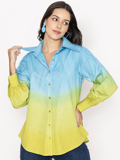 green cotton regular shirt - 21287277 - Standard Image - 0