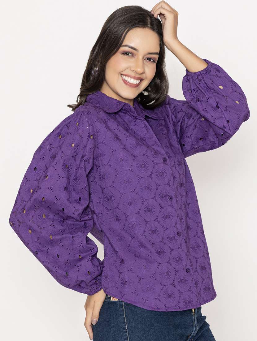 purple cotton regular shirt - 21287282 - Standard Image - 2