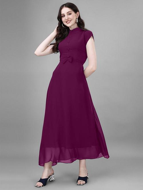 women solid georgette a-line dress - 21287584 - Standard Image - 0