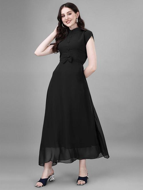 women solid georgette a-line dress - 21287587 -  Standard Image - 0