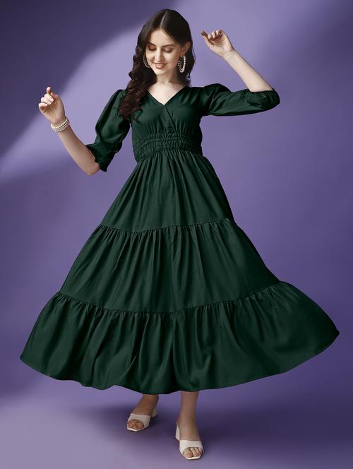 women solid tiered dress - 21287600 - Standard Image - 0