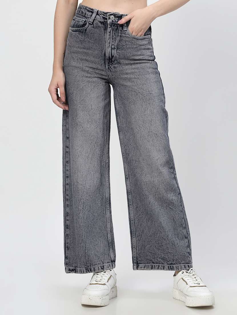 women grey ull length jeans