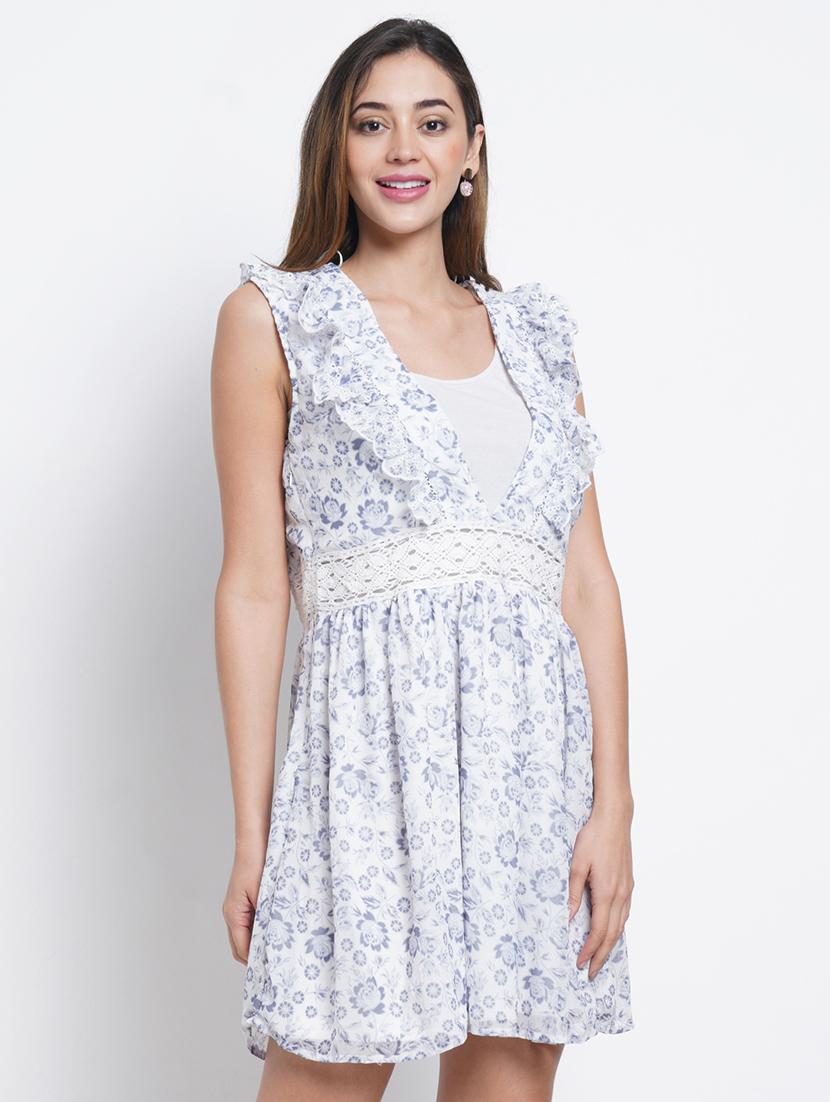 white floral printed fit & flare dress - 21288164 - Standard Image - 2