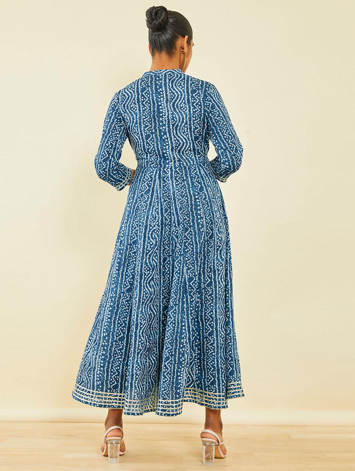 women blue cotton a-line kurta - 21288194 - Standard Image - 2