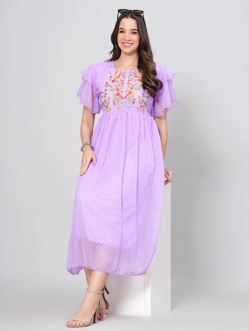 embroidered fit & flare dress - 21288409 - Standard Image - 0
