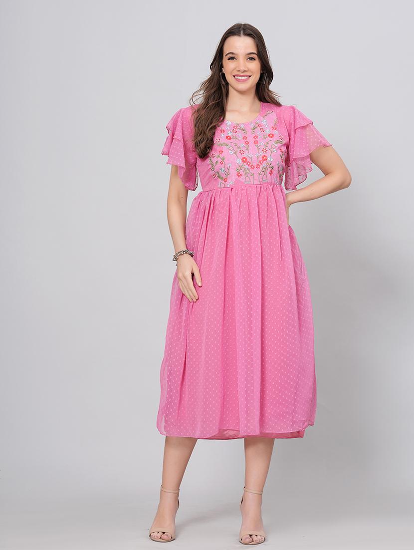 embroidered fit & flare dress - 21288410 - Zoom Image - 0