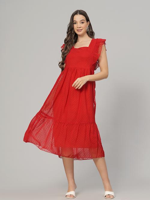 solid fit & flare dress - 21288414 - Standard Image - 0
