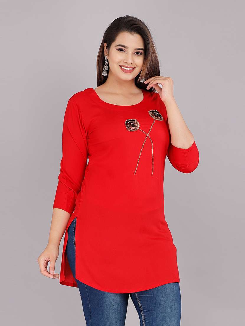 women red viscose straight kurti - 21288558 - Standard Image - 2