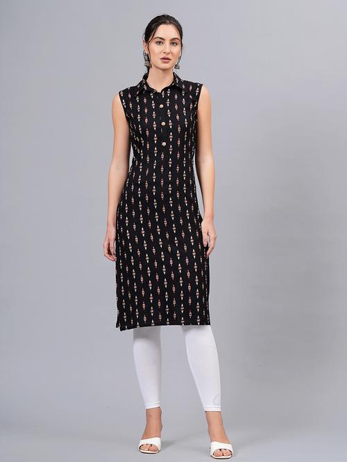 women black viscose straight kurta - 21288579 - Standard Image - 0