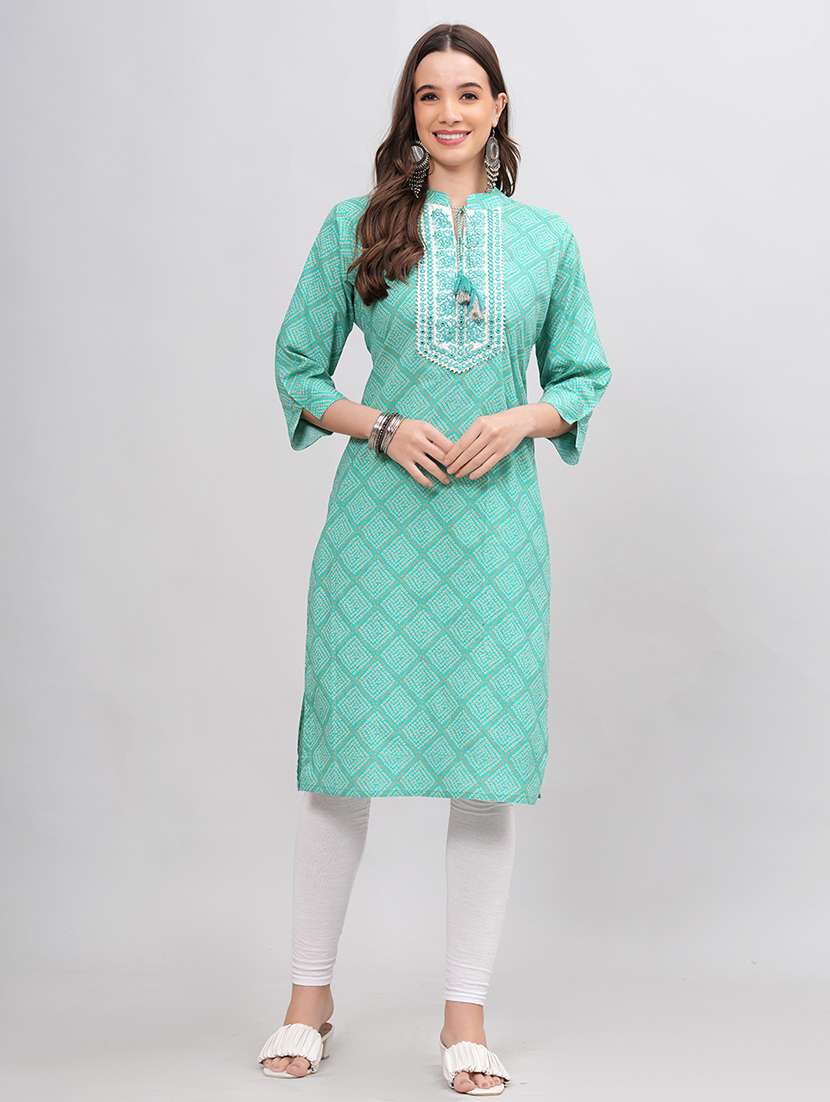 women three quarter sleeve straight kurta - 21288595 -  Zoom Image - 0