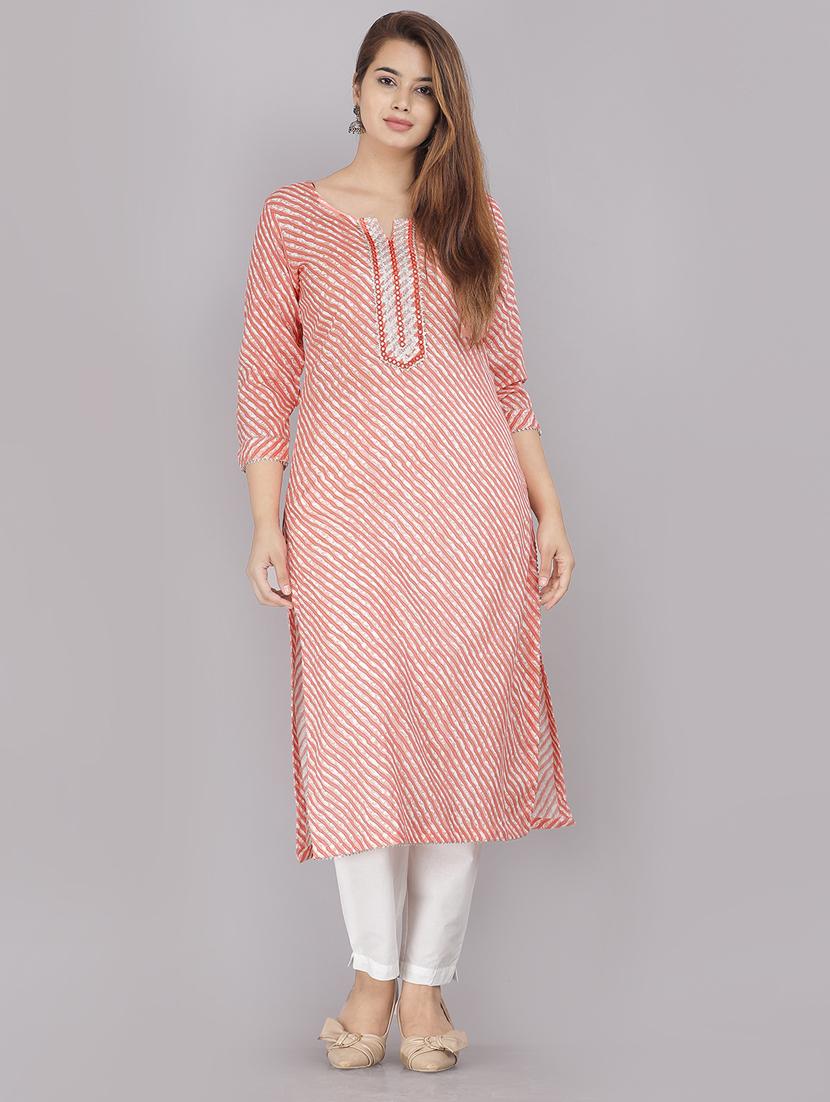 women orange cotton straight kurta - 21288710 - Zoom Image - 0