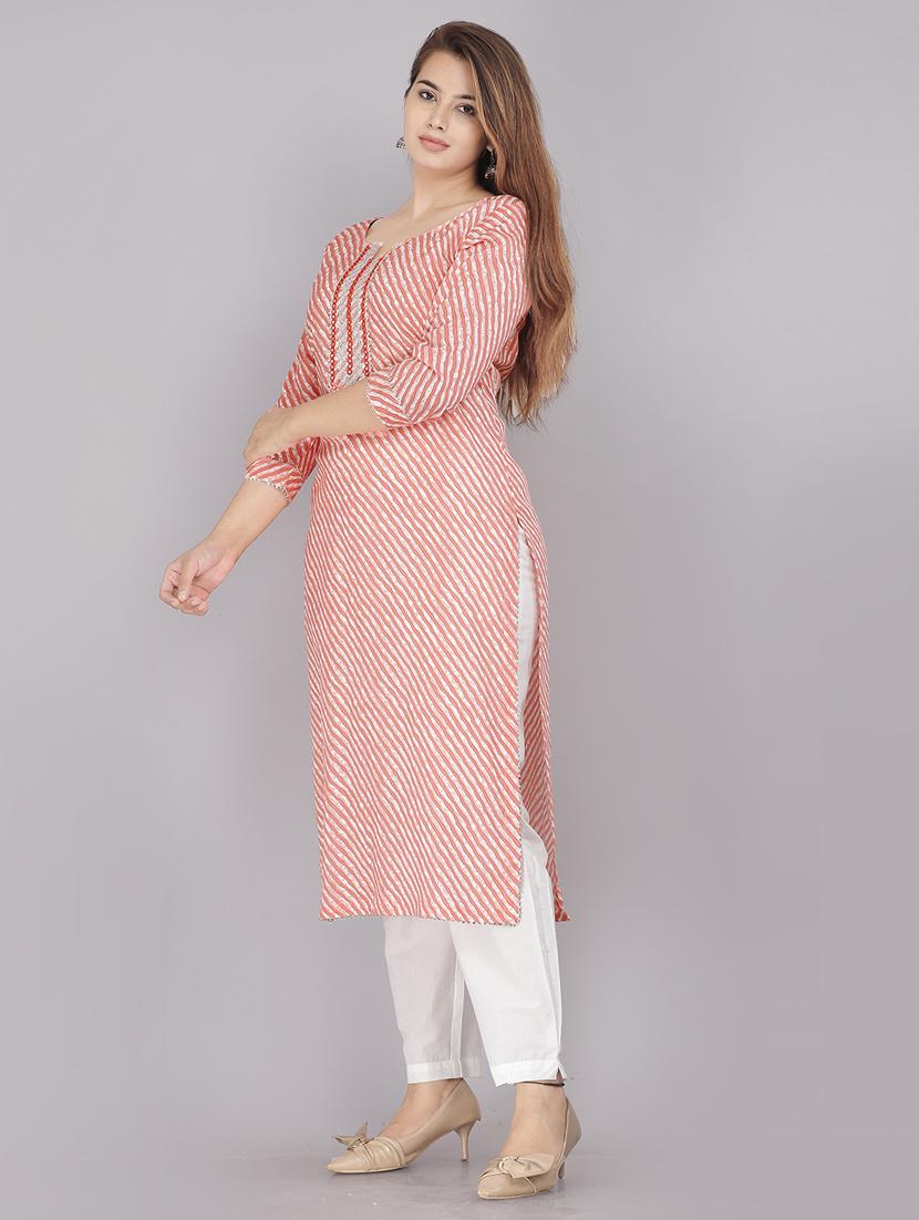 women orange cotton straight kurta - 21288710 - Standard Image - 2