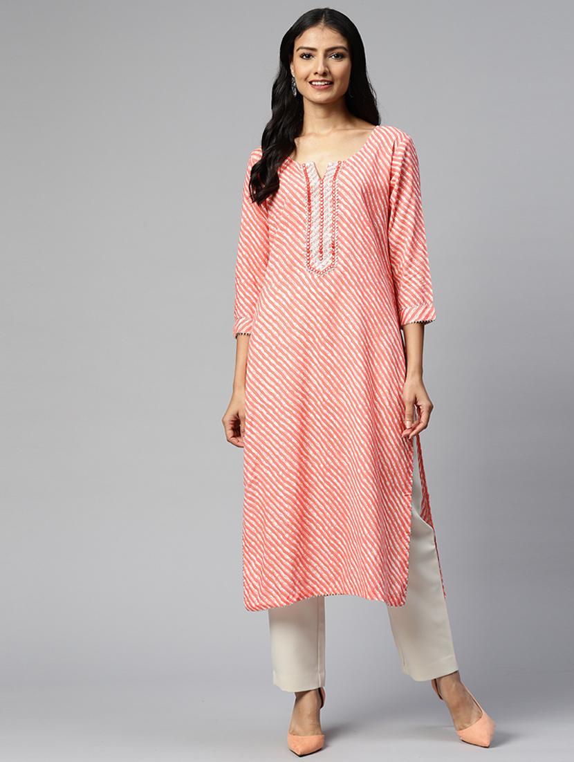 women three quarter sleeve straight kurta - 21288712 - Standard Image - 2