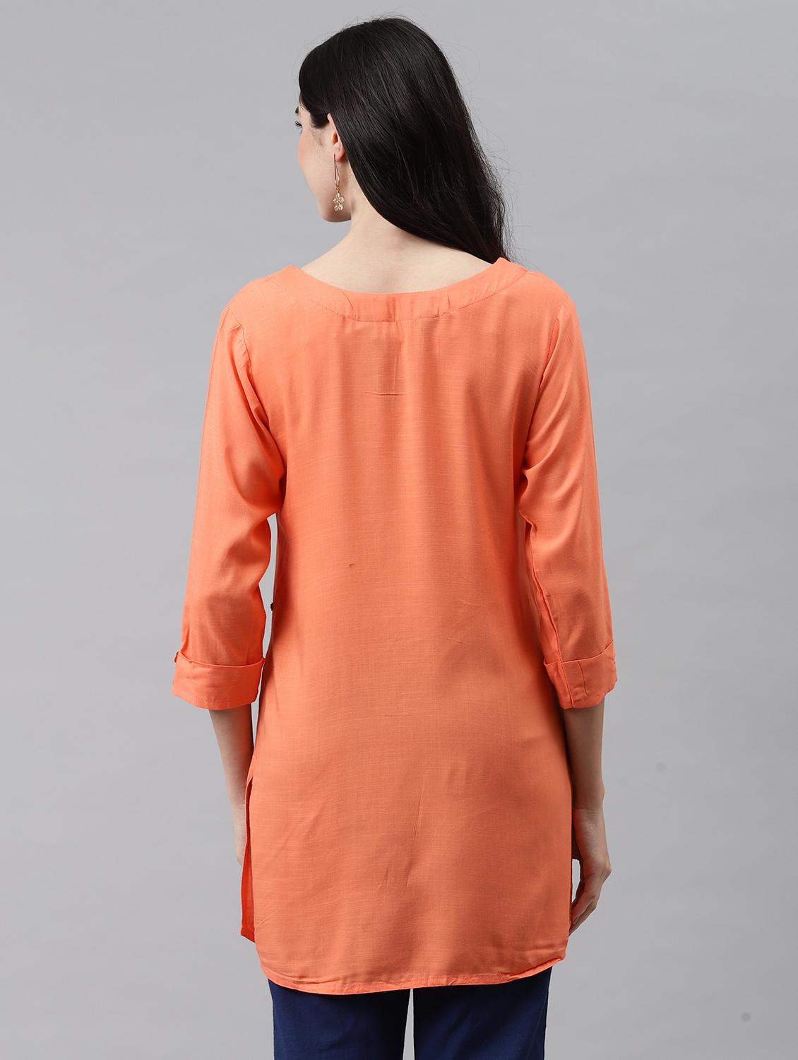 women three quarter sleeve straight kurti - 21288792 - Standard Image - 2