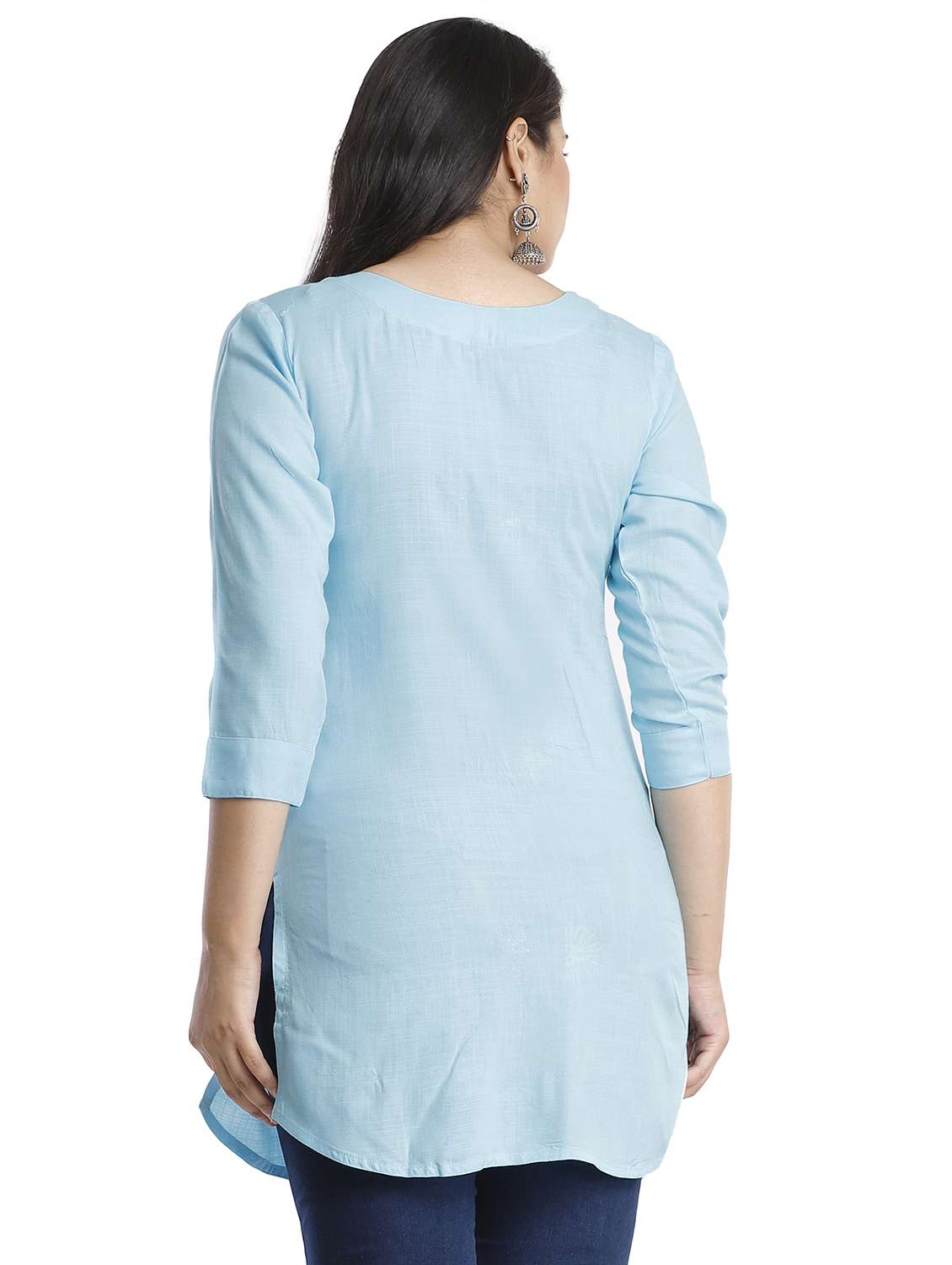 women three quarter sleeve straight kurti - 21288809 - Standard Image - 2
