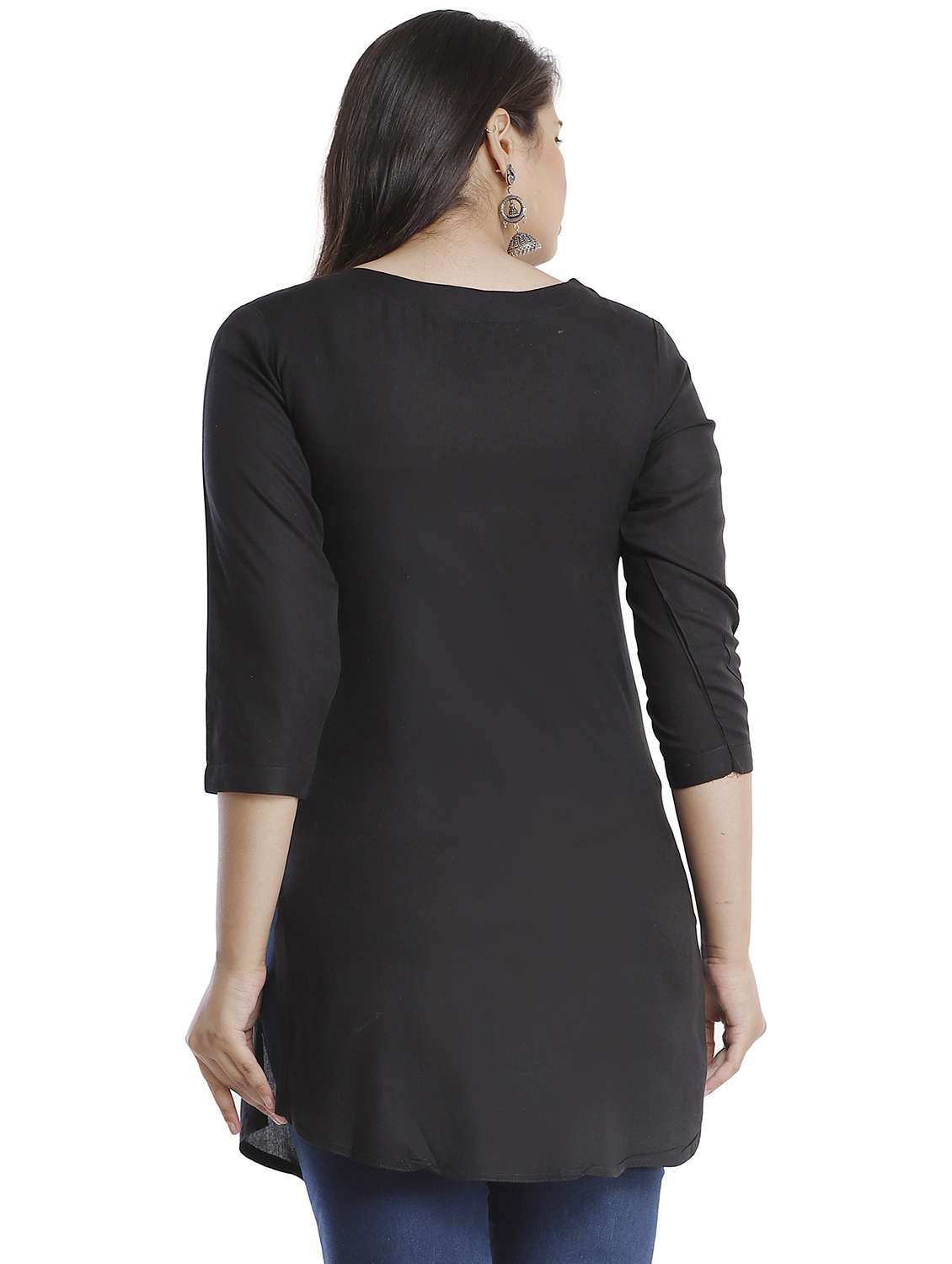 women black viscose straight kurta - 21288817 - Standard Image - 2