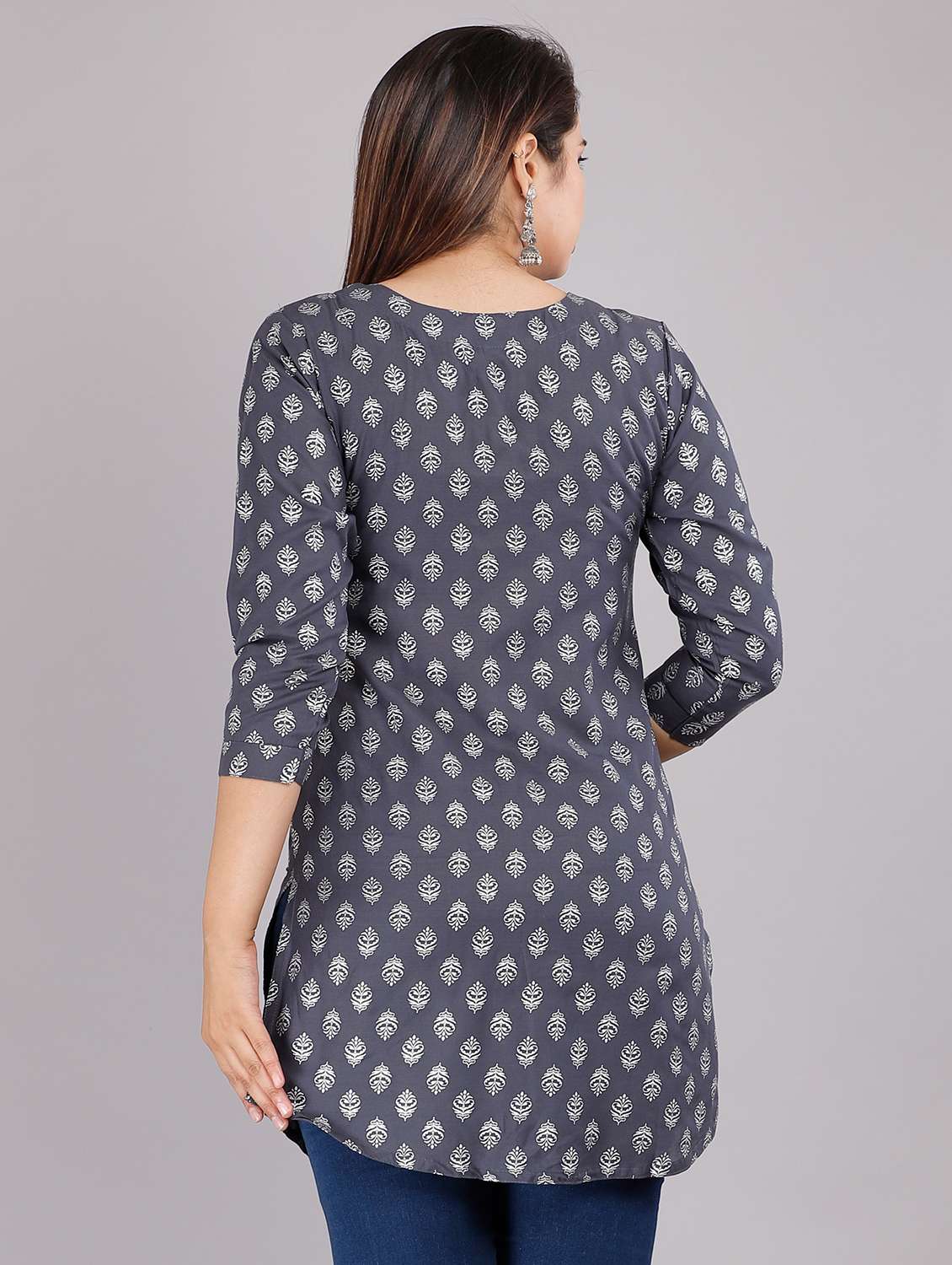 women grey viscose straight kurta - 21288829 - Standard Image - 2