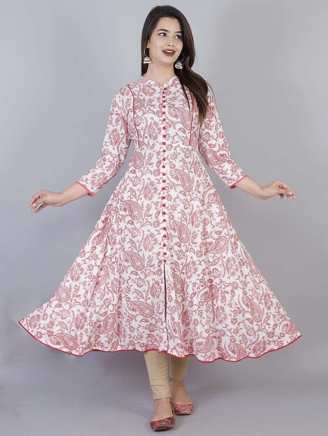 women white viscose anarkali kurta