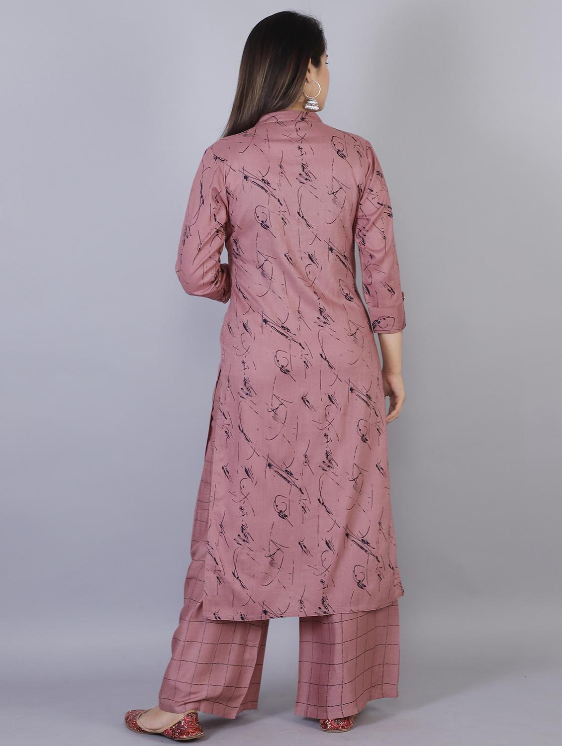 women three quarter sleeve kurta palazzo set - 21288866 - Standard Image - 2