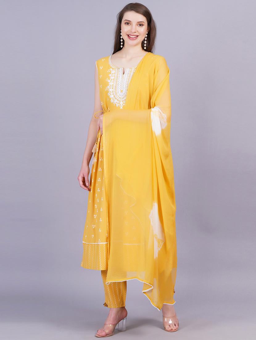 women yellow kurta pant set with dupatta - 21288946 - Standard Image - 2