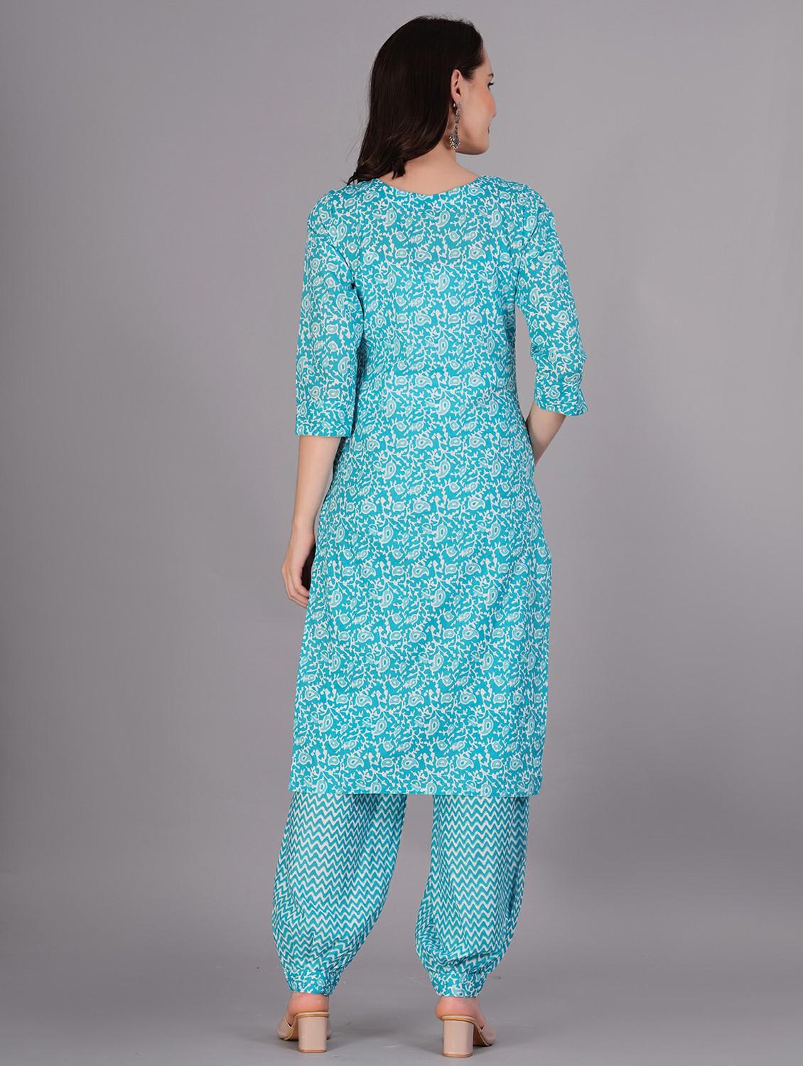 women light blue kurta salwar set with dupatta - 21289043 - Standard Image - 2