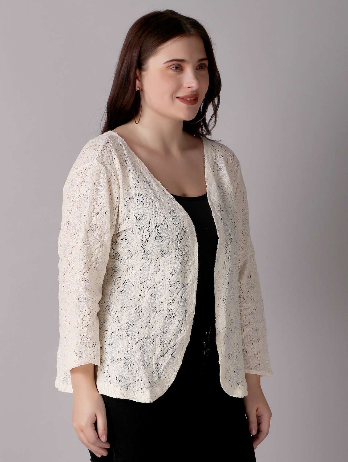 cream lace regular shrug - 21289595 - Standard Image - 2