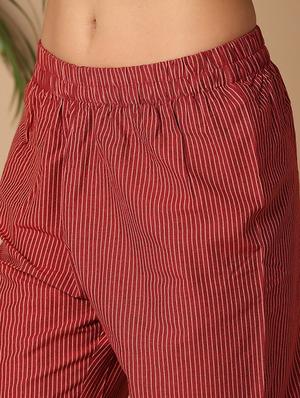 women maroon cotton cigarette pants - 21289683 - Standard Image - 5
