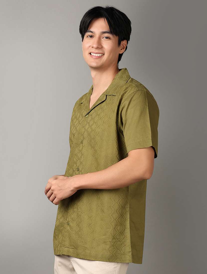 men short sleeves self design casual shirt - 21289686 -  Standard Image - 2