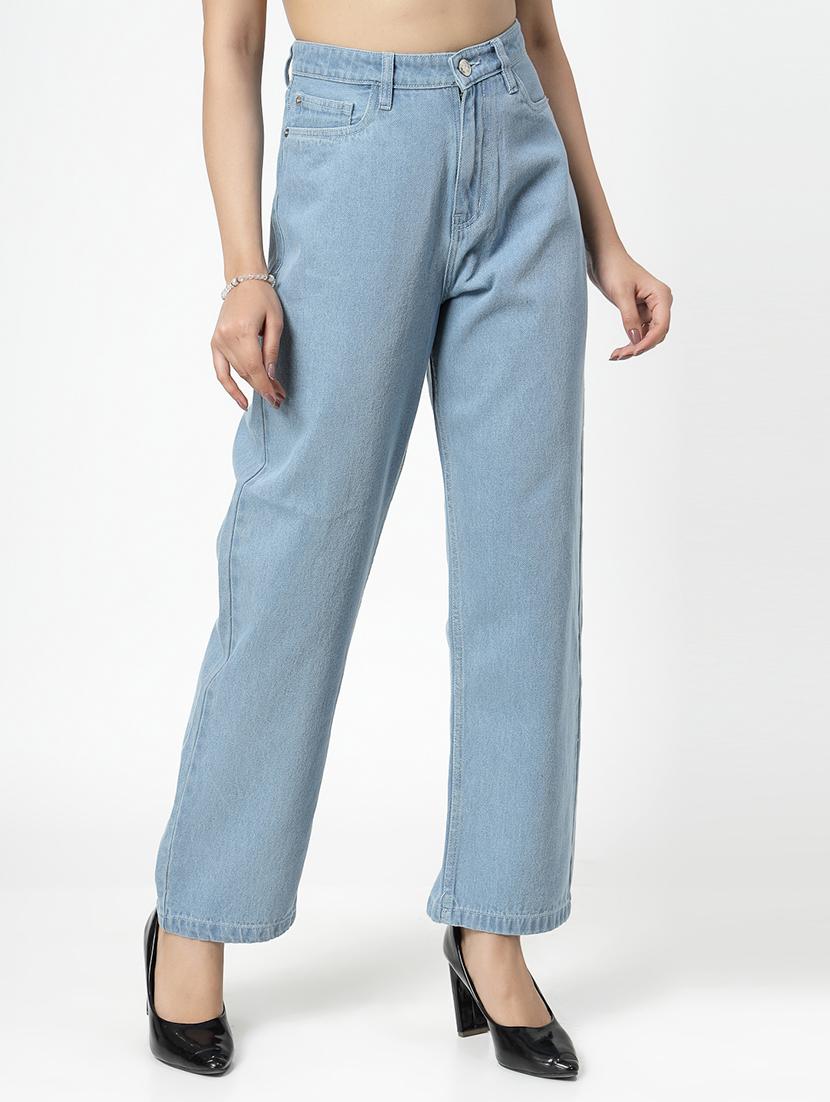 light blue cotton straight fit jeans - 21290001 - Standard Image - 2