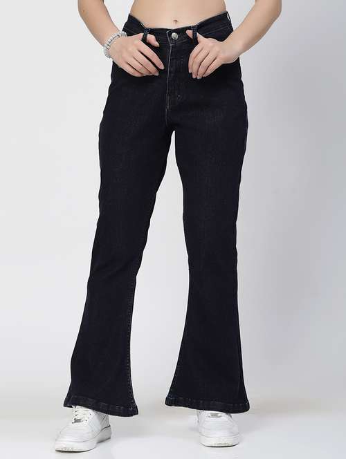 black cotton blend bootcut jeans - 21290002 -  Standard Image - 0