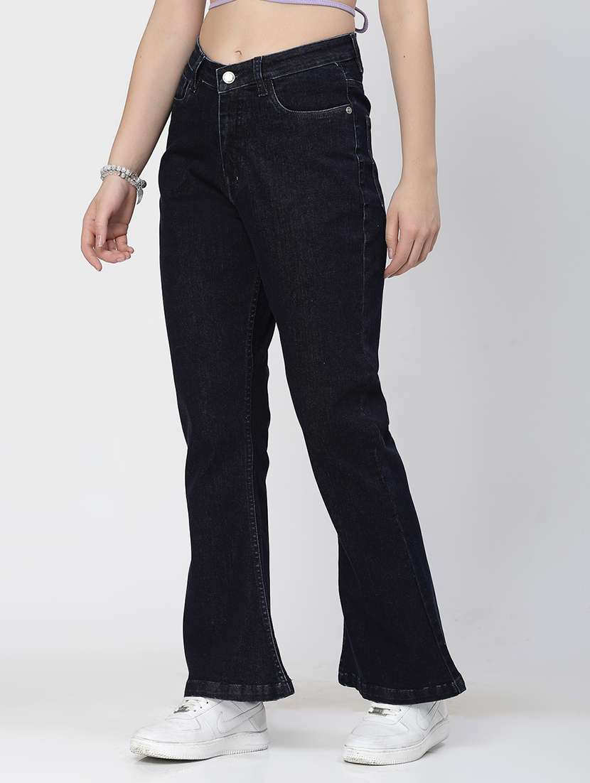 black cotton blend bootcut jeans - 21290002 -  Standard Image - 2