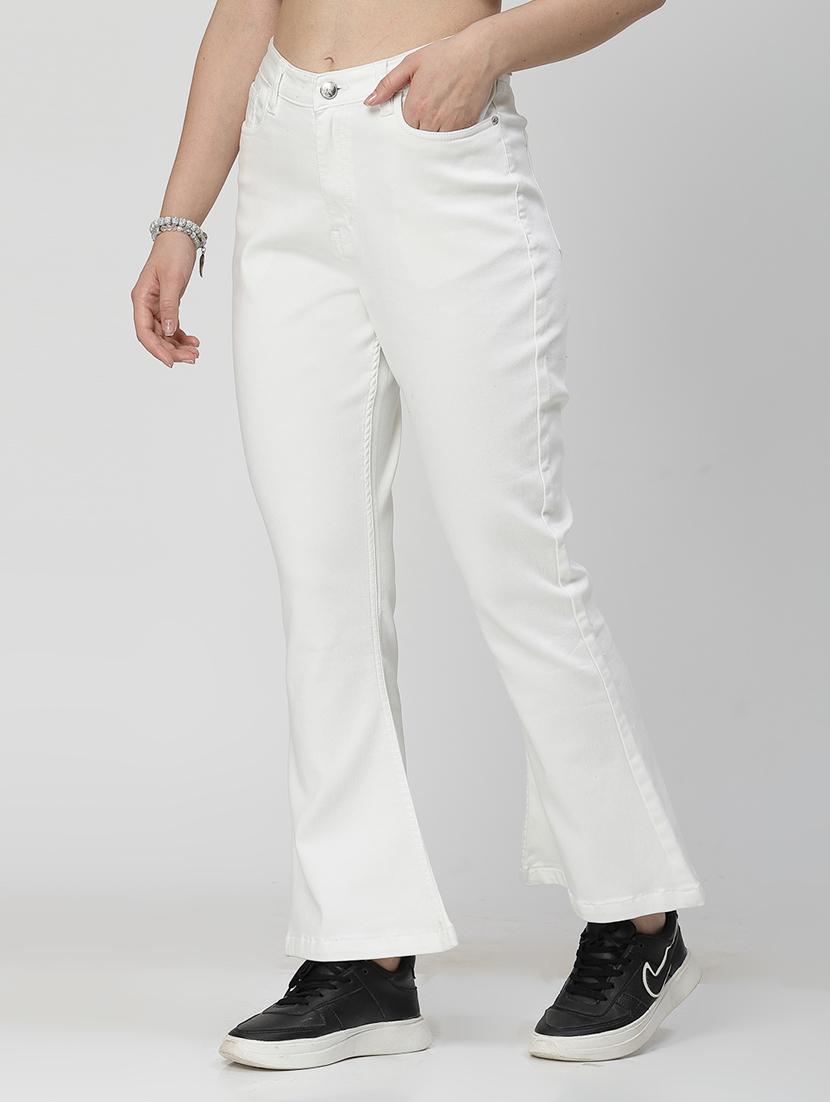 white cotton blend bootcut jeans - 21290004 - Standard Image - 2