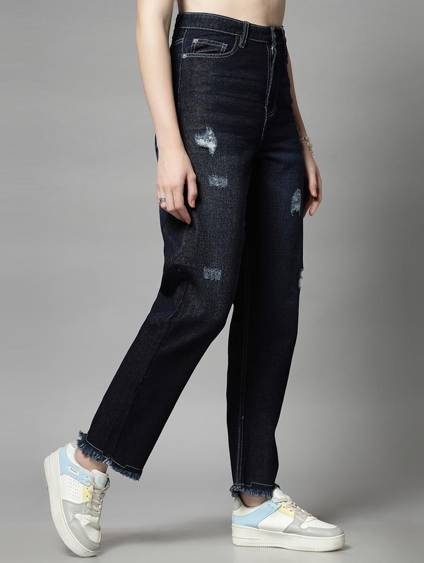 navy blue cotton straight fit jeans - 21290006 - Standard Image - 2