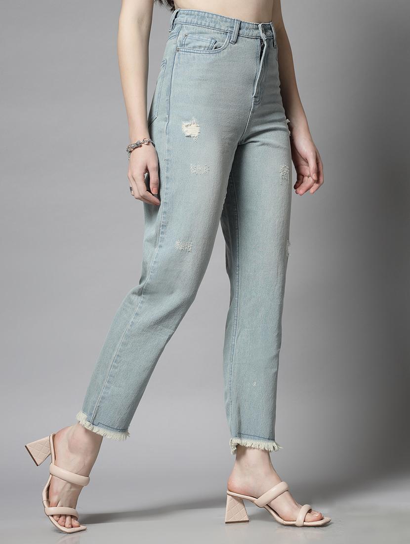 light blue cotton straight fit jeans - 21290007 - Standard Image - 2