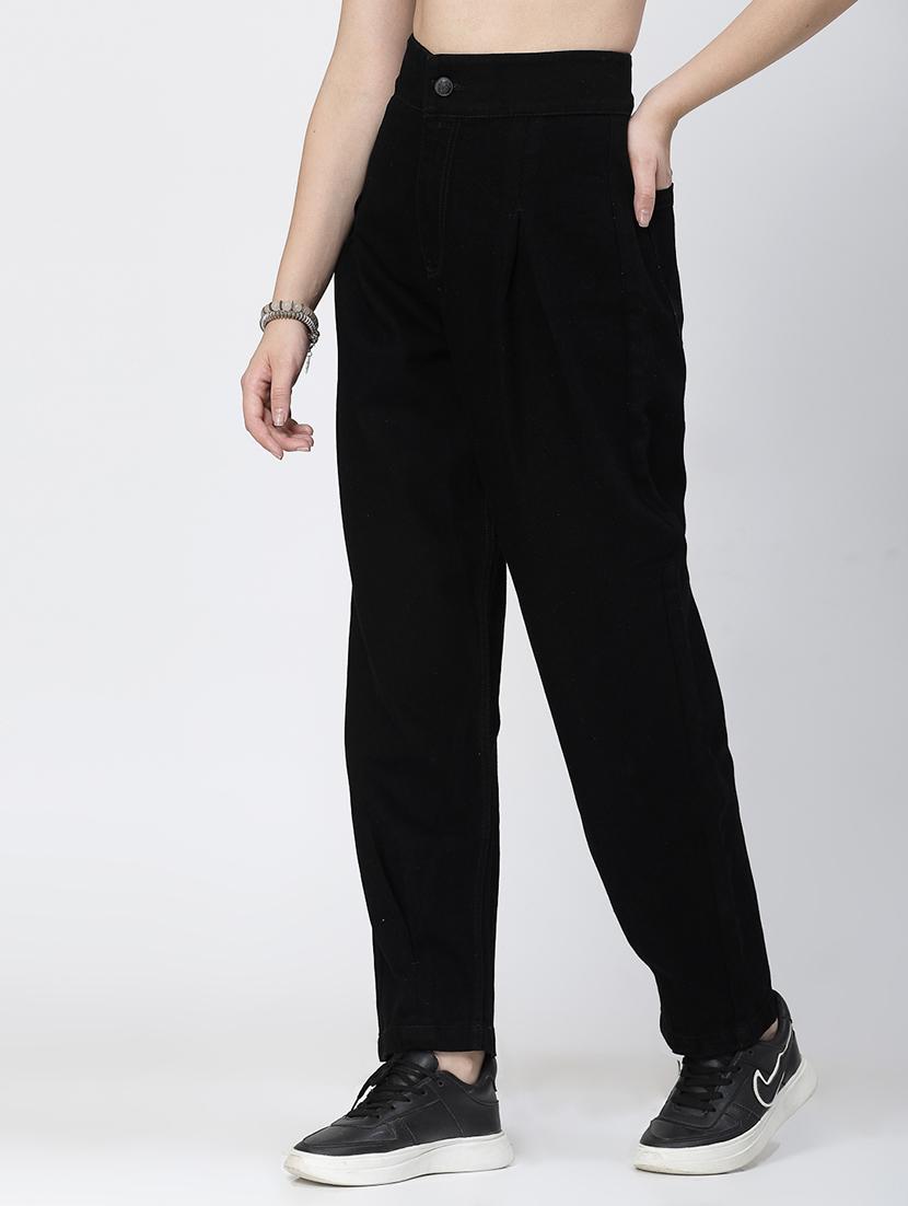 black cotton mom fit jeans - 21290009 - Standard Image - 2
