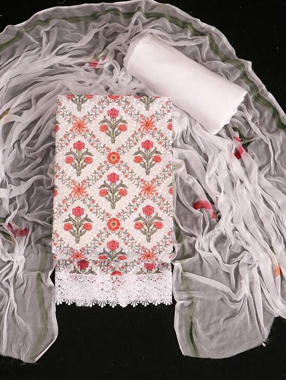 women embroidered unstitched suit set