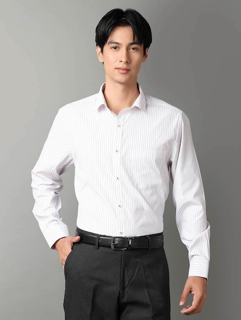 men long sleeves striped formal shirt
