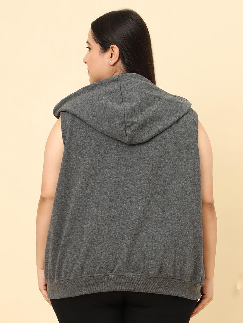 women plain hooded plus size sweatshirt - 21290757 - Standard Image - 2
