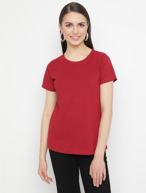 maroon cotton regular tshirt - 21290760 - Standard Image - 0