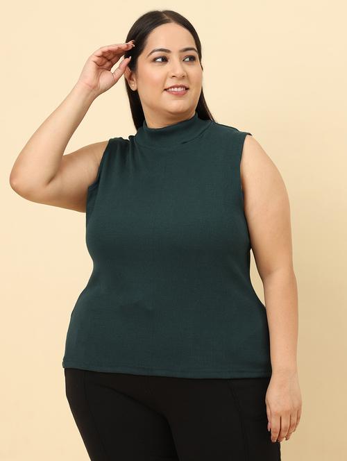 green cotton blend crop tshirt - 21290774 - Standard Image - 0
