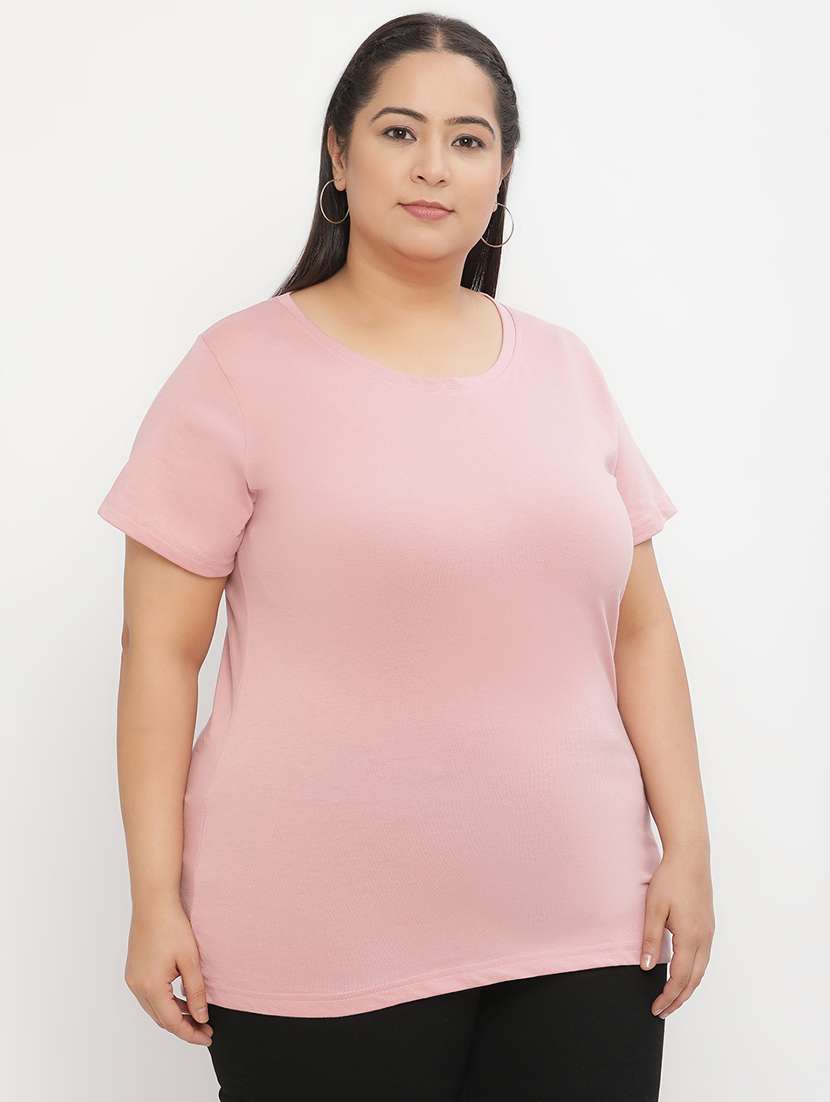 peach cotton regular tshirt - 21290780 -  Zoom Image - 0